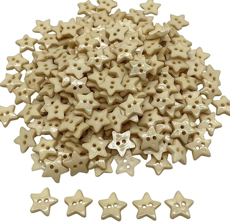 Beige 12mm Star Sewing Buttons 50 Pcs Resin Buttons For Clothing Crafts - Image 1